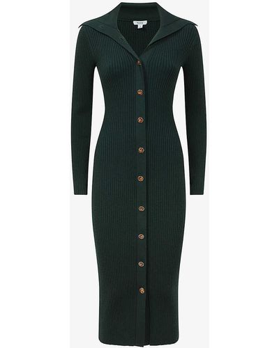 Reiss Maria Slim-fit Woven-blend Midi Dress - Green