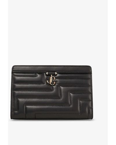 Jimmy Choo Avenue Quilted Leather Pouch - Black