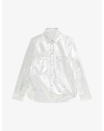 IRO Nazil Relaxed-fit Metallic Leather Overshirt - White