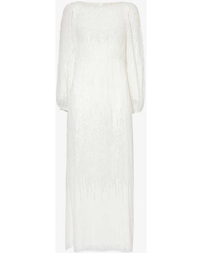 RIXO London Coco Sequin-embellished Woven Maxi Dress - White