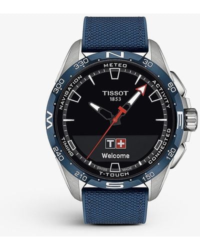 Tissot T1214204705106 T-touch Connect Solar Titanium And Embossed-leather Quartz Watch - Black