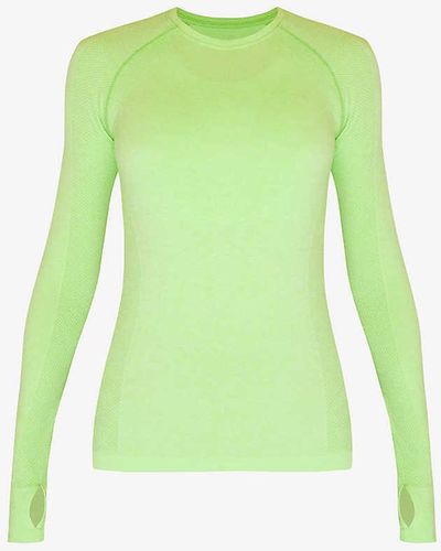 Sweaty Betty Athlete Seamless Long-sleeve Stretch-jersey Top - Green