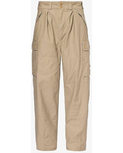 Polo Ralph Lauren Reverse Santeen Regular-fit Tapered-leg Cotton Trousers - Natural