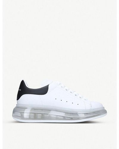 Alexander McQueen Ladies Runway Transparent-sole Leather Sneakers - White