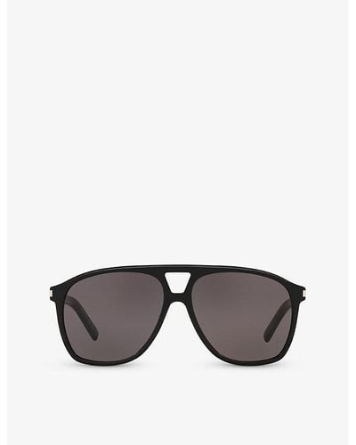 Saint Laurent Ys000473 Sl 596 Dune Rectangle-frame Acetate Sunglasses - Black