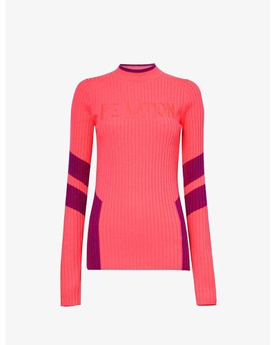 P.E Nation Chamonix Ribbed Wool-blend Knitted Top - Pink