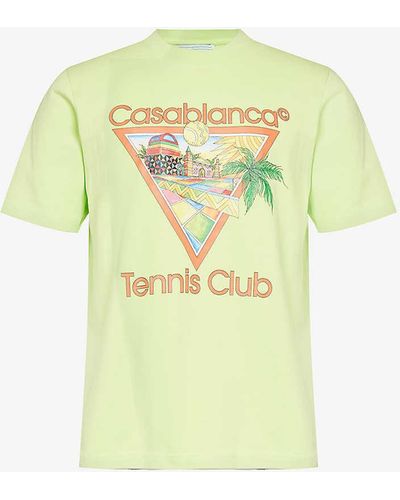 Casablancabrand Afro Cubism Tennis Club Graphic-print T-shirt - Yellow