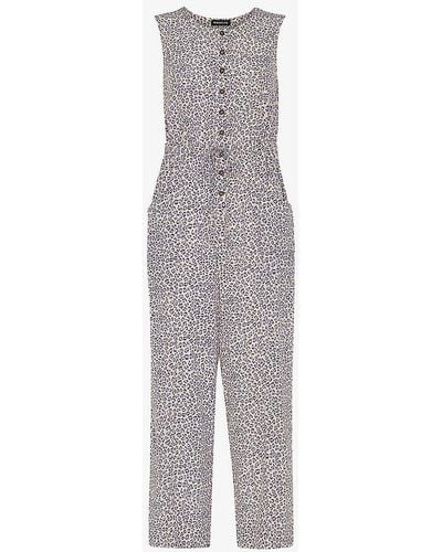 Whistles Dashed Jess Leopard-print Woven Jumpsuit - Grey