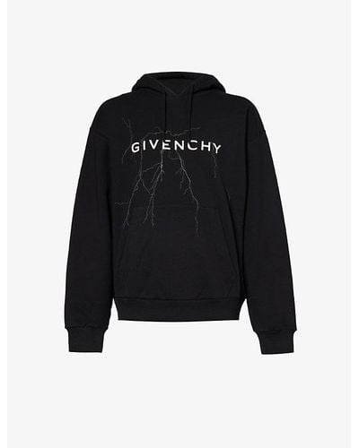 Givenchy Graphic-print Boxy-fit Cotton-jersey Hoody - Black