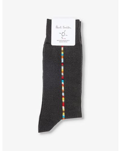 Paul Smith Vittore Stripe-pattern Cotton-blend Socks - Black