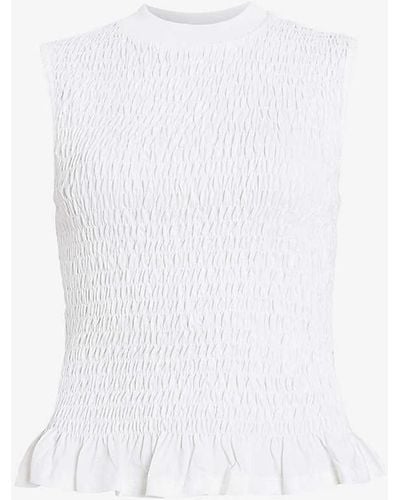 AllSaints Ode Round-neck Shirred Organic-cotton Tank - White