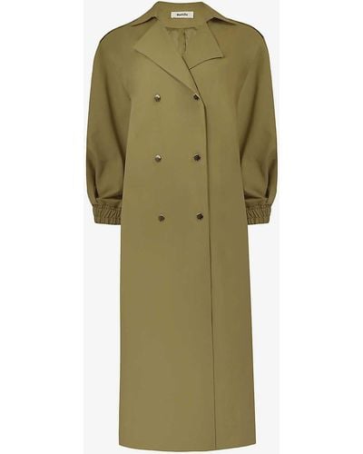 Ro&zo Belted Relaxed-fit Woven Trench Coat - Green