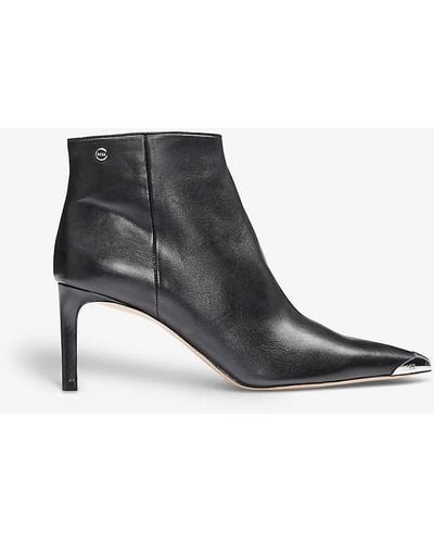 BOSS Toe-cap Leather Heeled Boots - Black