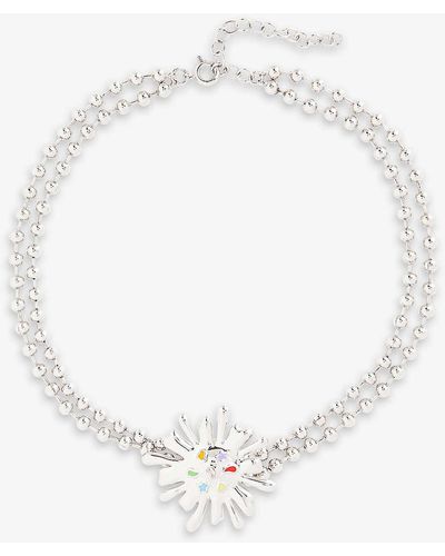 IAN CHARMS The Stargirl Brass Necklace - White
