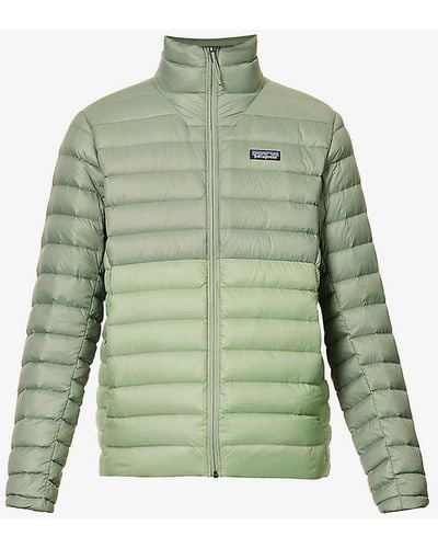 Patagonia Padded Funnel-neck Regular-fit Recycled-nylon Shell-down Hooded Jacket - Green