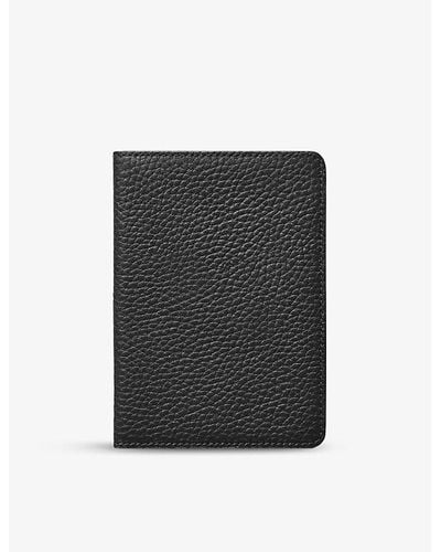 Aspinal of London Logo-print Grained-leather Passport Cover - Black