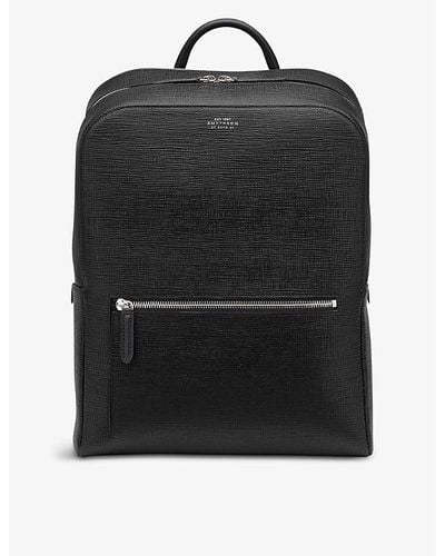 Smythson Panama Zip-around Leather Backpack - Black