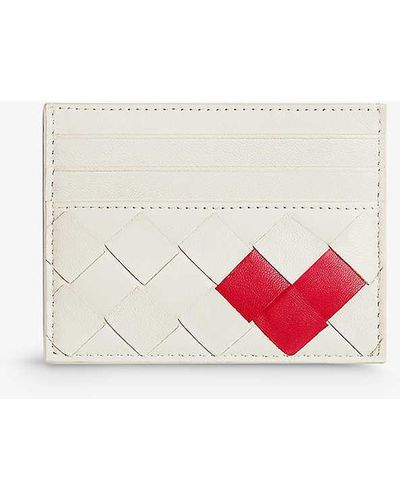 Bottega Veneta Intrecciato Heart-embellished Leather Card Holder - White