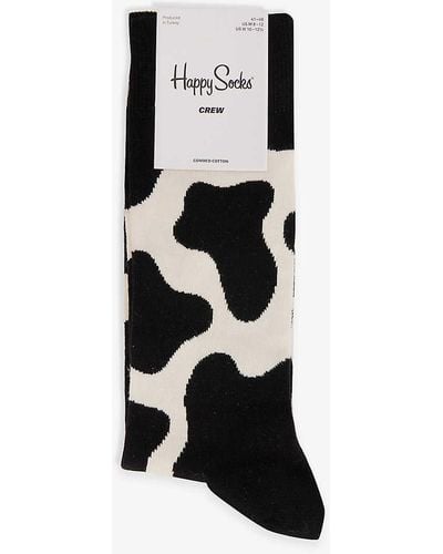 Happy Socks Cow Stretch Cotton-blend Socks - Black