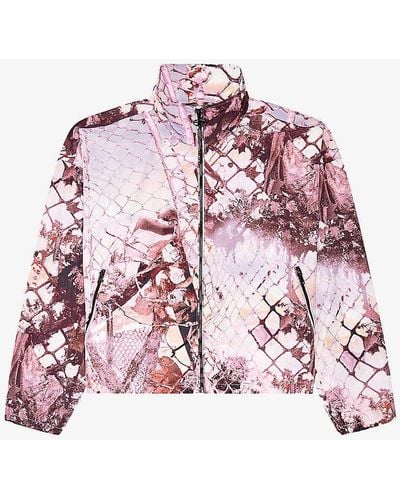 DIESEL G-windor Graphic-print High-neck Woven Jacket - Pink