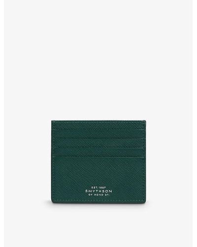 Smythson Panama Logo-embossed Eight-slot Leather Card Holder - Green