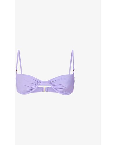 House Of Cb Monaco Underwired Stretch-woven Bikini Top - Purple