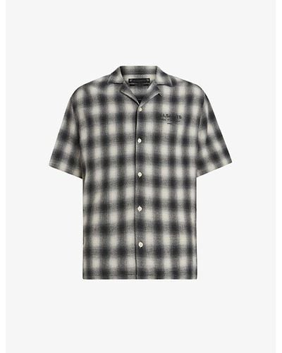 AllSaints Underground Relaxed-fit Check Cotton Shirt - Gray