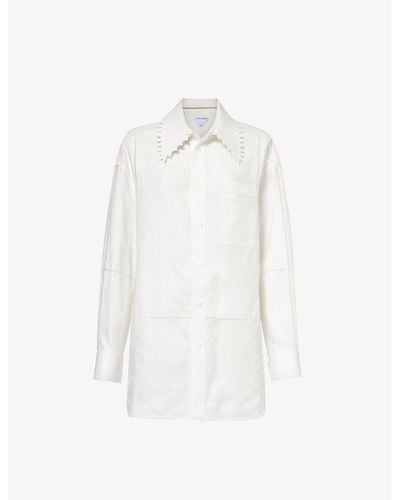Bottega Veneta Embellished-collar Relaxed-fit Linen Shirt - White
