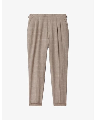 Reiss Collected Pleated Slim-leg Woven Trousers - Natural