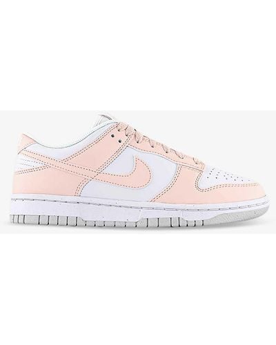 Nike Dunk Low Panelled Leather And Woven Low-top Trainers - Pink
