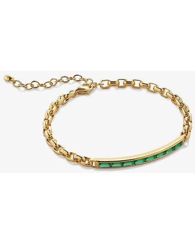 Monica Vinader Mini Baguette 18ct -plated Vermeil Sterling-silver And Onyx Chain Bracelet - Metallic