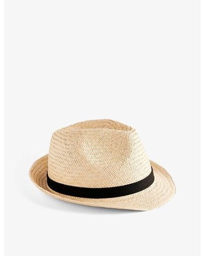 Ted Baker Panns Webbing-trim Straw Trilby Hat - Natural