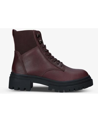ALDO Leap Stud-embellished Leather Combat Boots - Brown
