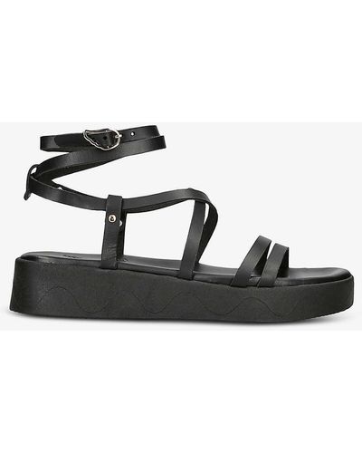 Ancient Greek Sandals Aristea Platform Leather Sandals - Black