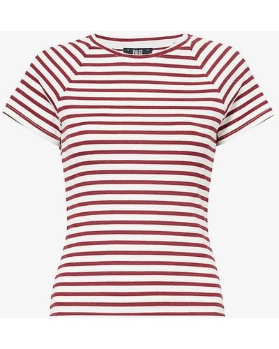 PAIGE Bijou Striped Slim-fit Stretch-woven T-shirt - Red
