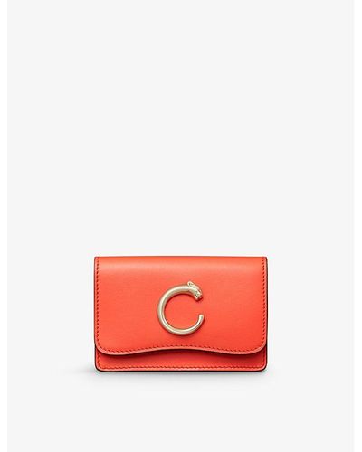 Cartier Panthère De Leather Card Holder - Red