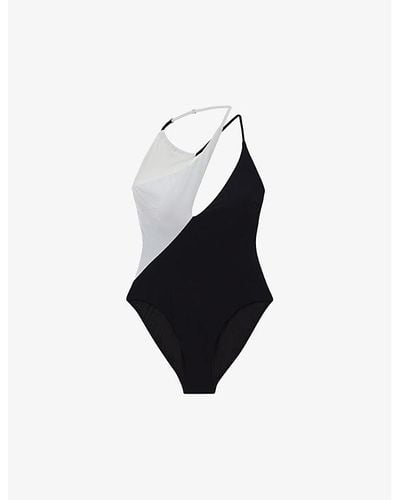 Reiss Leighton Colourblock Stretch Cotton-blend Swimsuit - Black