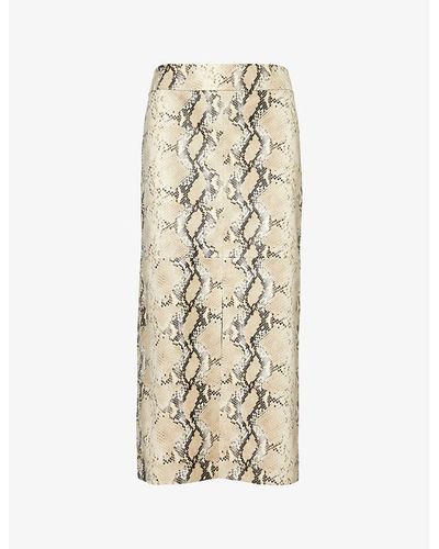Helmut Lang Python-effect Mid-rise Leather Maxi Skirt - Natural