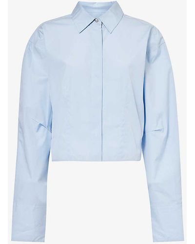 Rag & Bone Claudia Long-sleeved Cropped Cotton Shirt - Blue