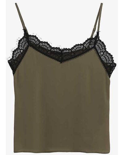 IKKS Lace-trim Satin Camisole Top - Green