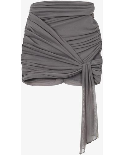 House Of Cb Rokael Ruched Stretch-mesh Mini Skirt - Grey