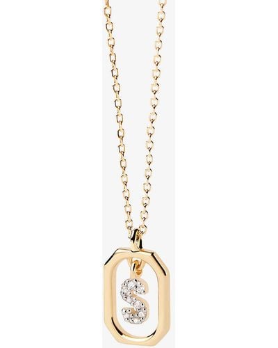 Pdpaola Letter S Mini 18ct Yellow -plated Sterling-silver And Zirconia Pendant Necklace - Metallic