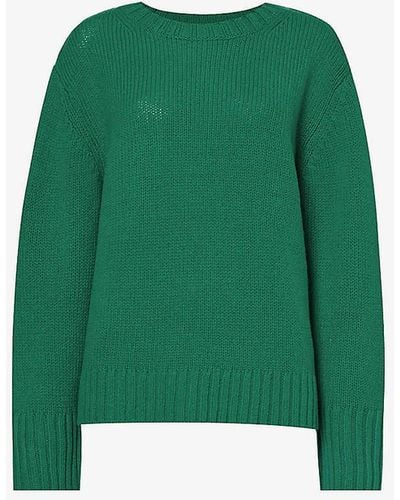 360cashmere Karine Round-neck Wool And Cashmere-blend Knitted Jumper - Green