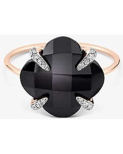 The Alkemistry X Morganne Bello Clover 18ct Rose-gold, 3.74ct Black Onyx And 0.06ct Diamond Ring - White