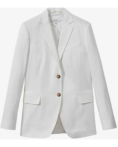Reiss Harper Tailored-fit Cotton Blazer - White
