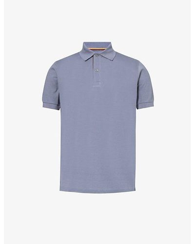 Paul Smith Striped-placket Regular-fit Cotton-piqué Polo Shirt - Blue