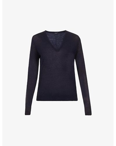 JOSEPH Vy Cashair V-neck Cashmere-knit Sweater X - Blue
