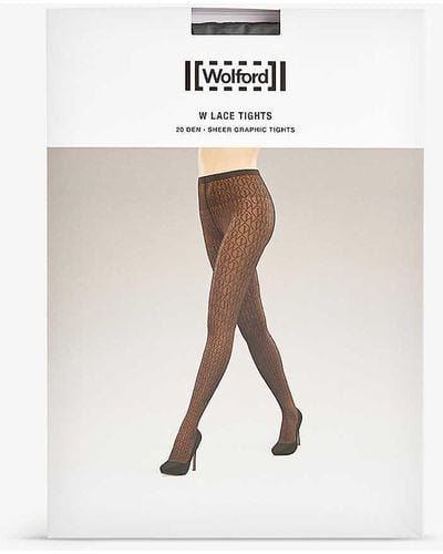 Wolford W Lace Stretch-woven Tights - White
