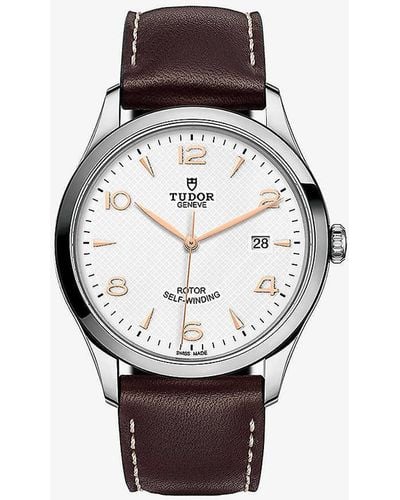 Tudor M91650-0014 1926 41mm Stainless-steel And Leather Automatic Watch - White