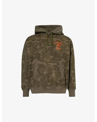 A Bathing Ape Asia Camo Brand-embroidered Cotton-jersey Hoody - Green
